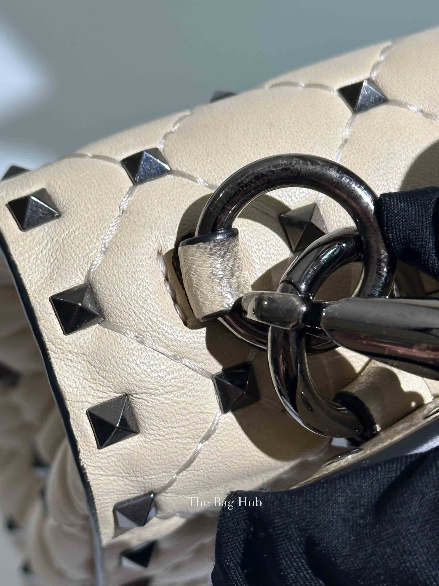 Valentino Light Ivory Lambskin Leather Medium Rockstud Spike Shoulder Bag