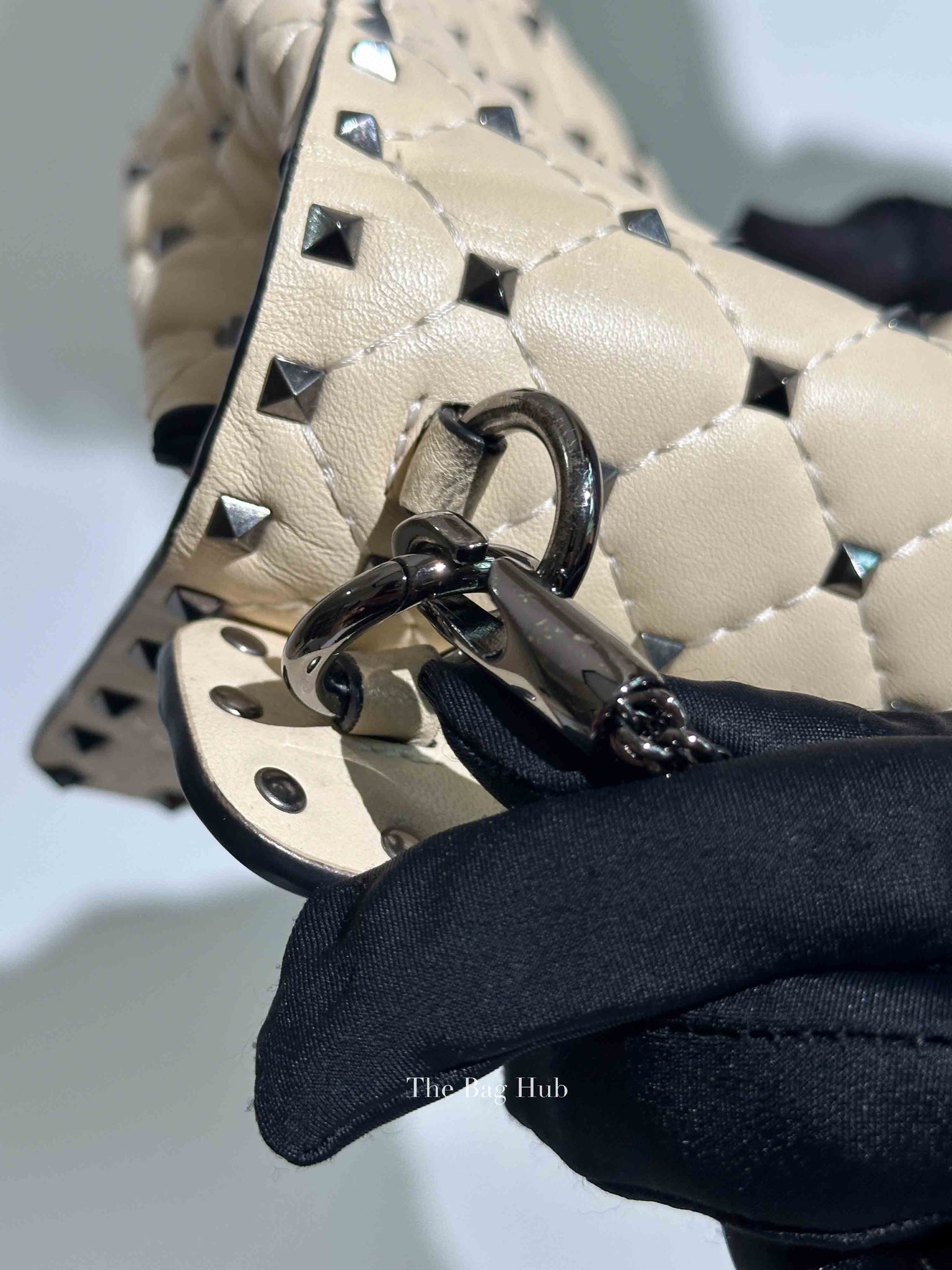 Valentino Light Ivory Lambskin Leather Medium Rockstud Spike Shoulder Bag