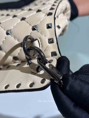 Valentino Light Ivory Lambskin Leather Medium Rockstud Spike Shoulder Bag