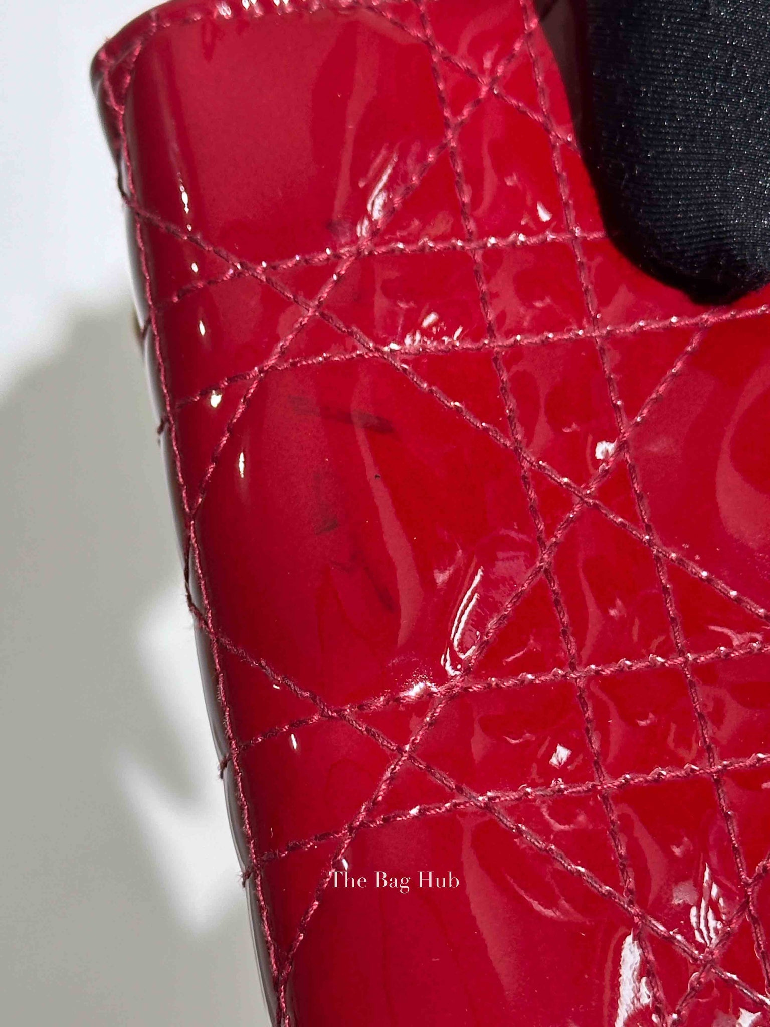 Dior Red Patent Cannage Mini Lady Dior Wallet