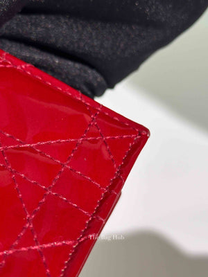 Dior Red Patent Cannage Mini Lady Dior Wallet