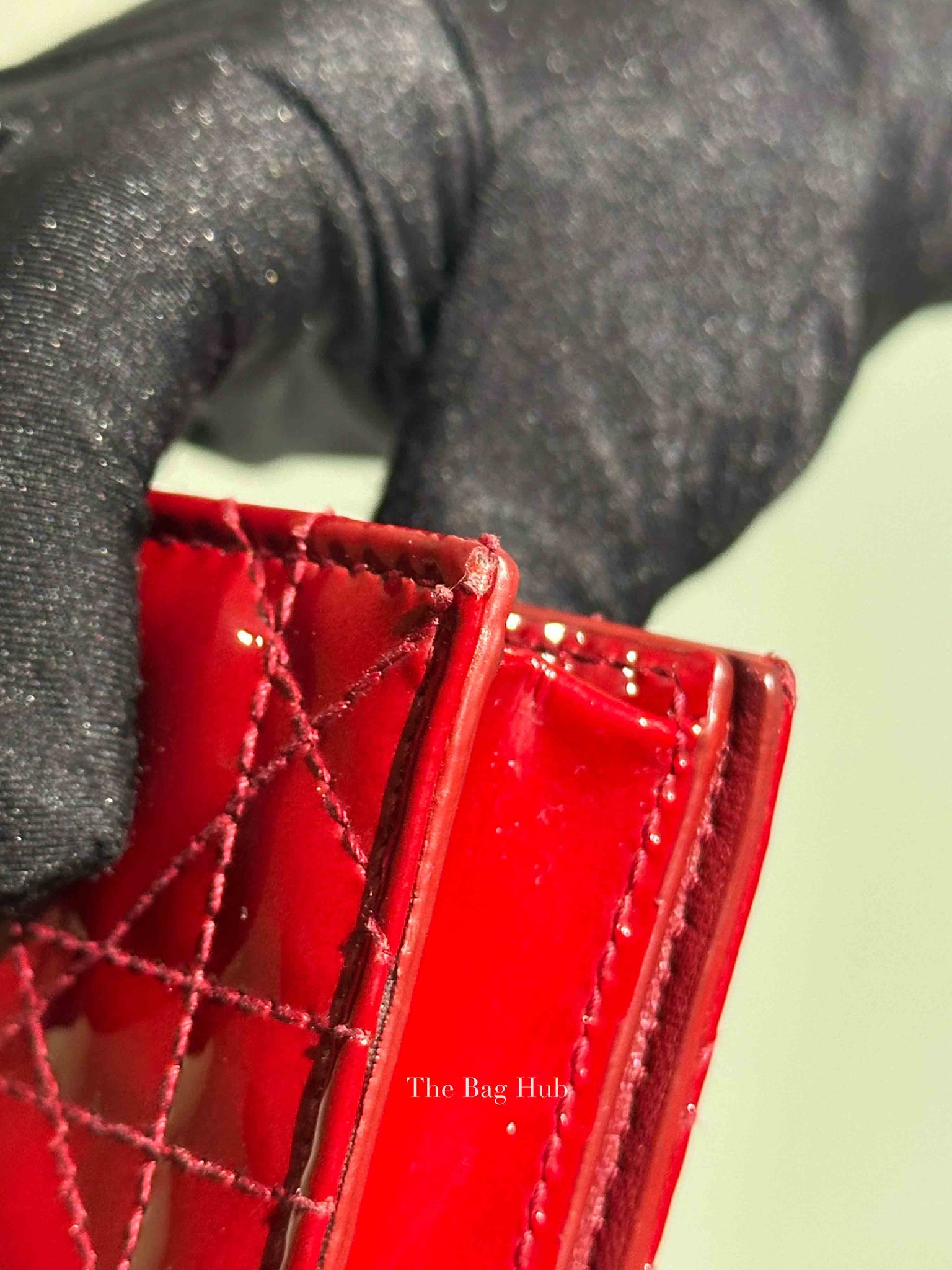 Dior Red Patent Cannage Mini Lady Dior Wallet