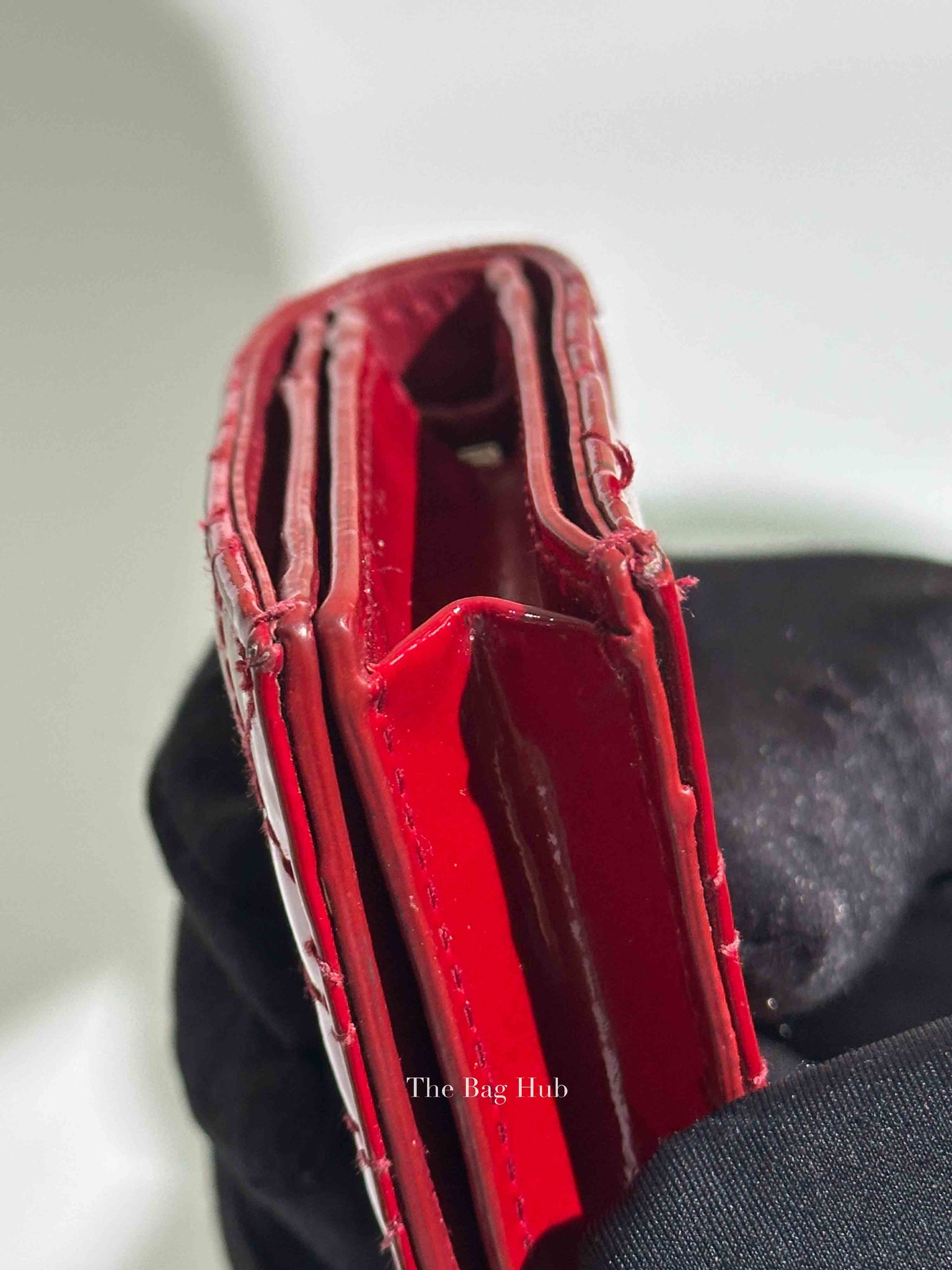 Dior Red Patent Cannage Mini Lady Dior Wallet