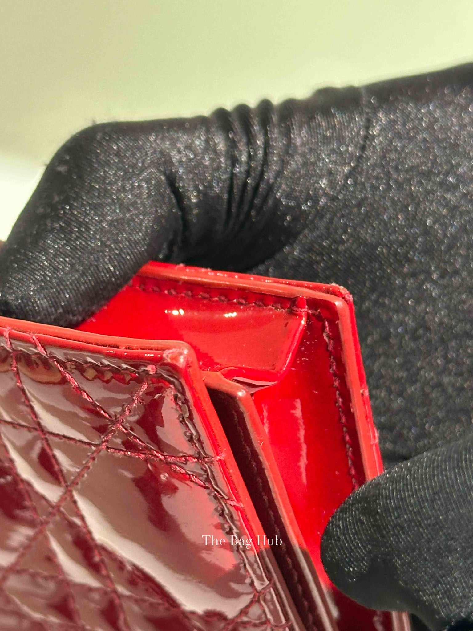 Dior Red Patent Cannage Mini Lady Dior Wallet