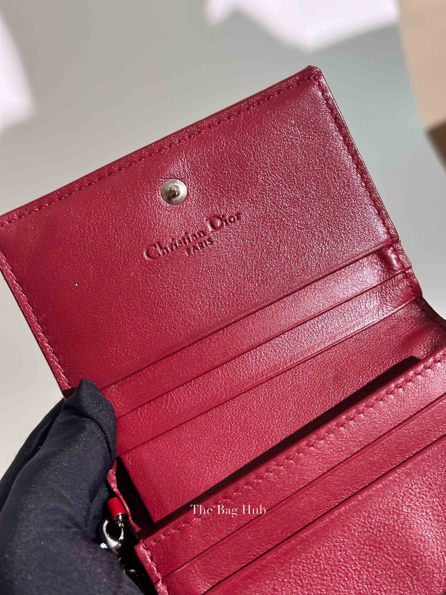 Dior Red Patent Cannage Mini Lady Dior Wallet