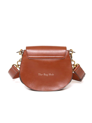 Chloe Sepia Brown Shiny Calfskin & Suade Leather Large Tess Shoulder Bag