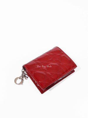 Dior Red Patent Cannage Mini Lady Dior Wallet