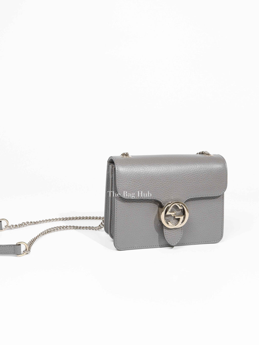 Gucci Gray Calfskin Small Dollar Interlocking G Shoulder Bag