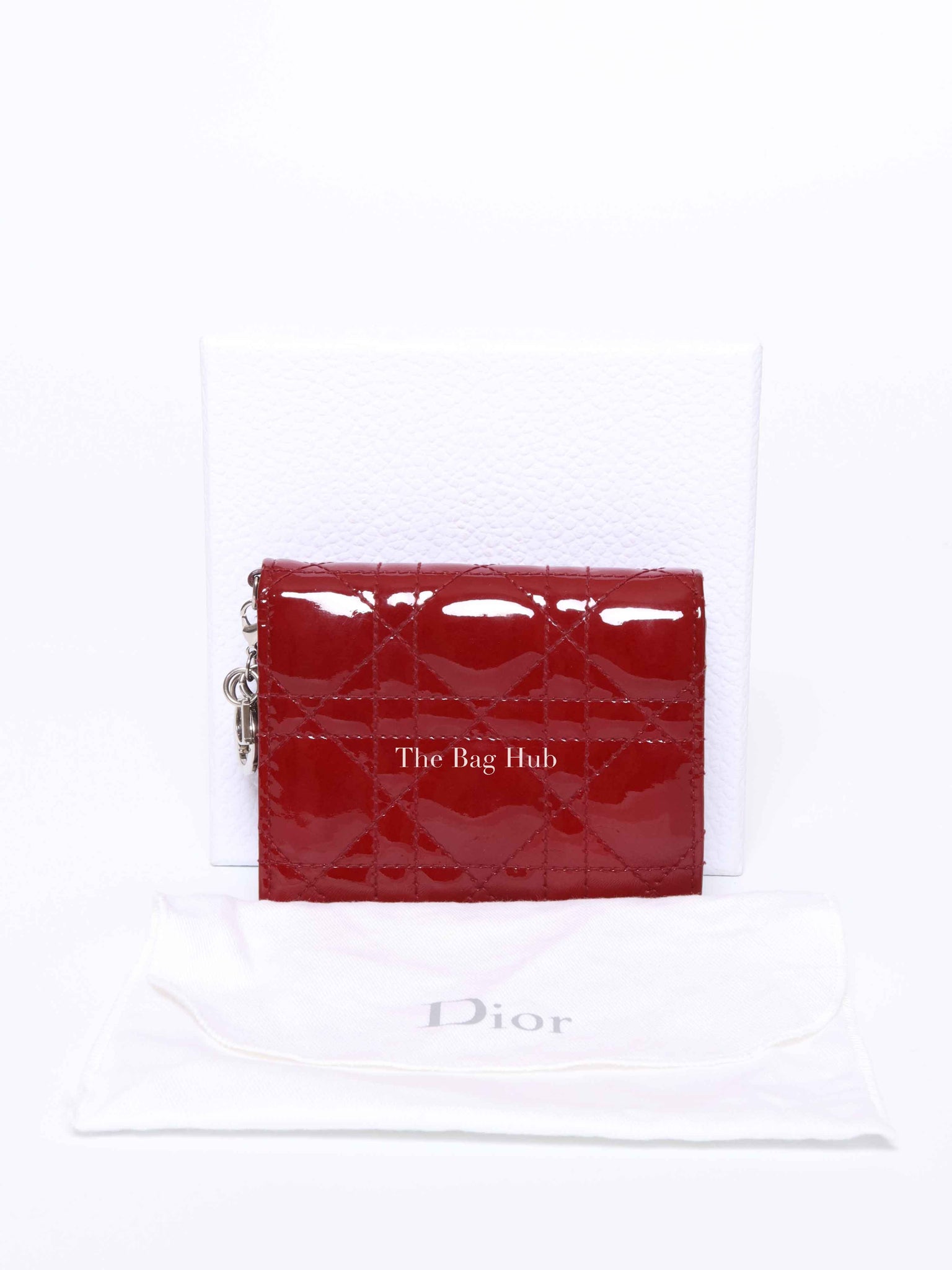 Dior Red Patent Cannage Mini Lady Dior Wallet