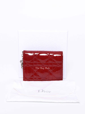 Dior Red Patent Cannage Mini Lady Dior Wallet