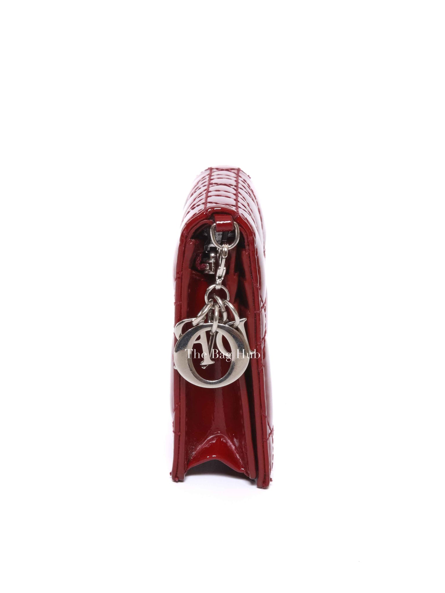 Dior Red Patent Cannage Mini Lady Dior Wallet