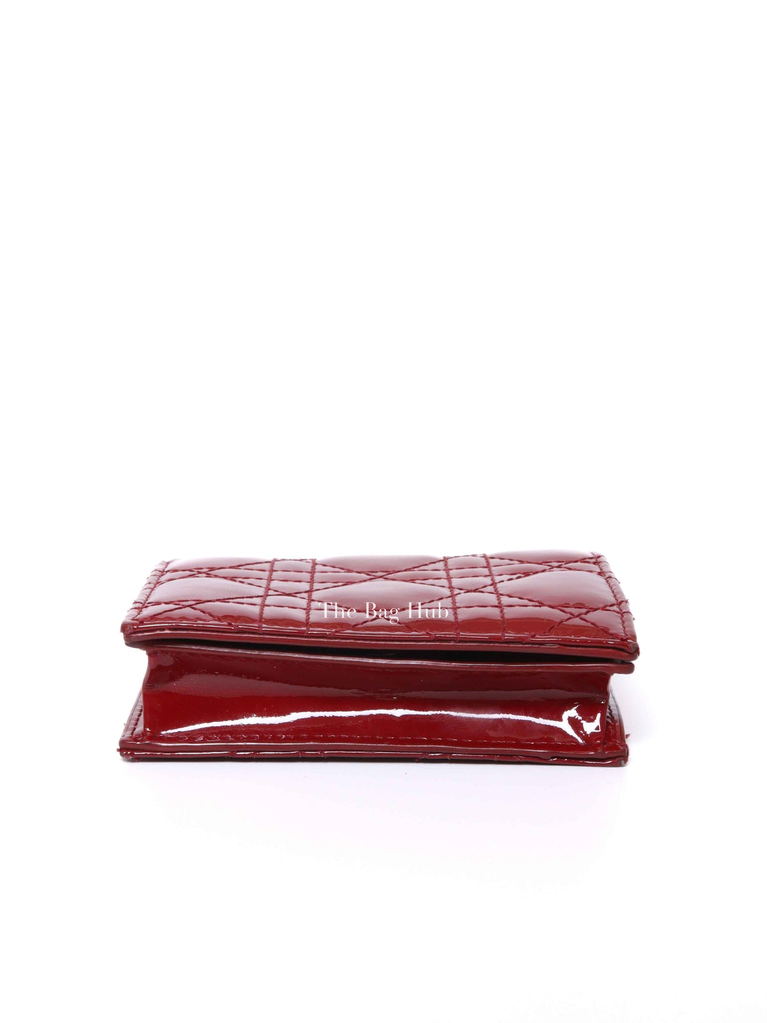 Dior Red Patent Cannage Mini Lady Dior Wallet