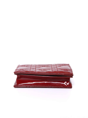 Dior Red Patent Cannage Mini Lady Dior Wallet