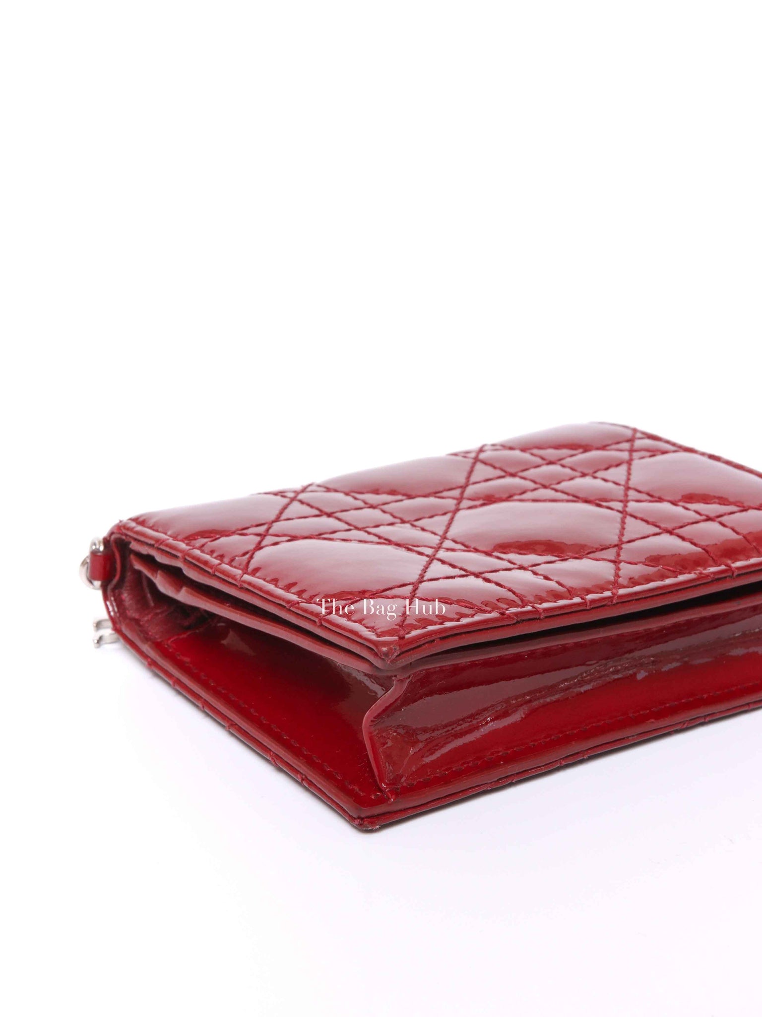 Dior Red Patent Cannage Mini Lady Dior Wallet