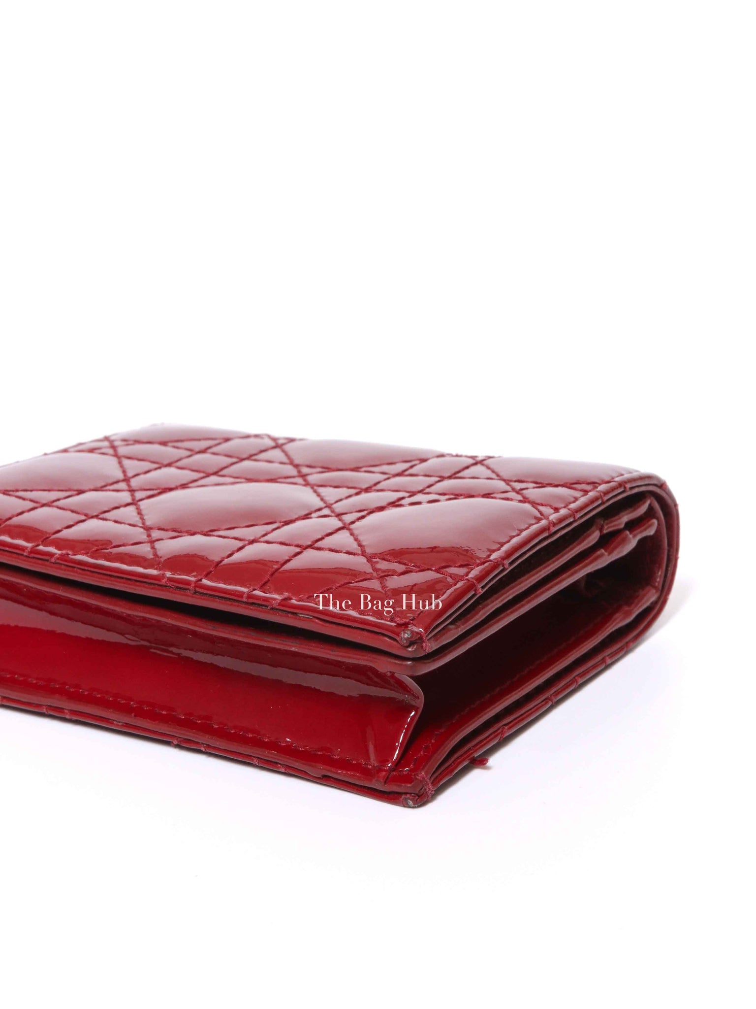 Dior Red Patent Cannage Mini Lady Dior Wallet