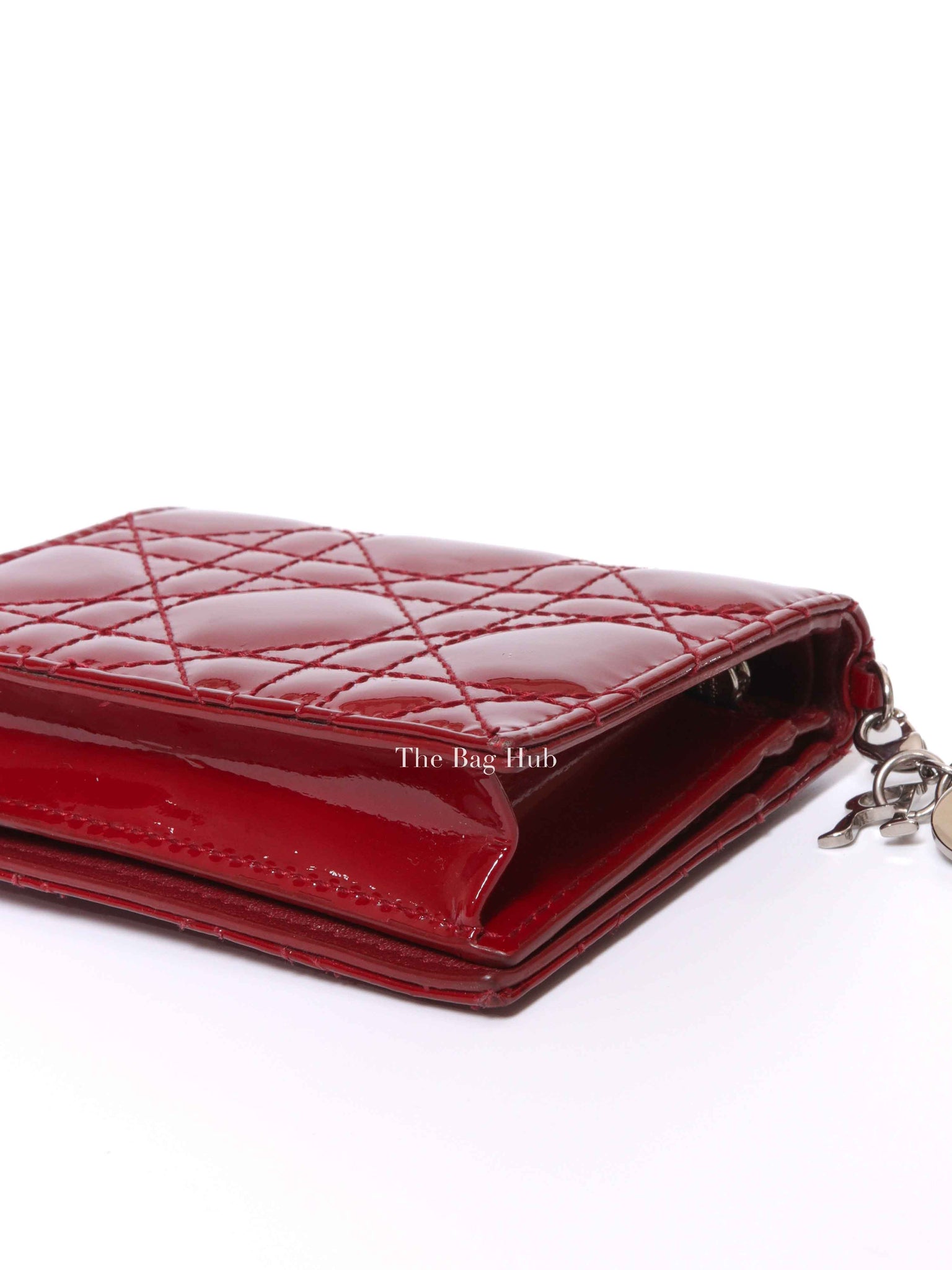 Dior Red Patent Cannage Mini Lady Dior Wallet