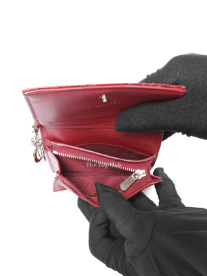 Dior Red Patent Cannage Mini Lady Dior Wallet