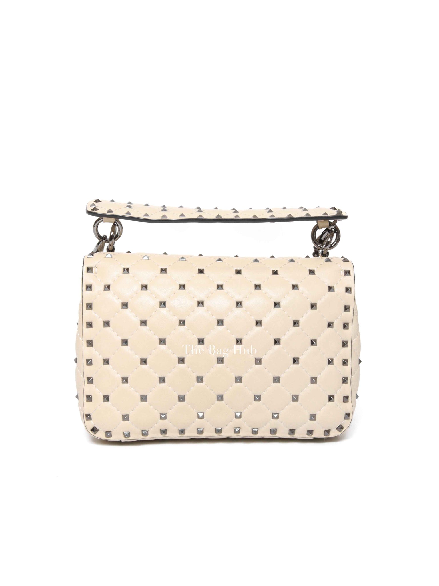 Valentino Light Ivory Lambskin Leather Medium Rockstud Spike Shoulder Bag