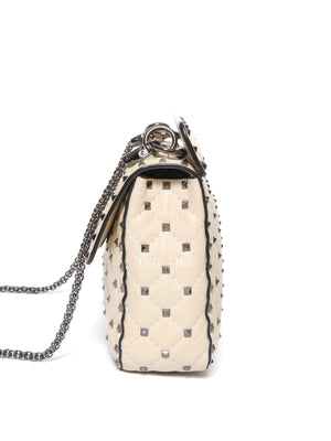 Valentino Light Ivory Lambskin Leather Medium Rockstud Spike Shoulder Bag