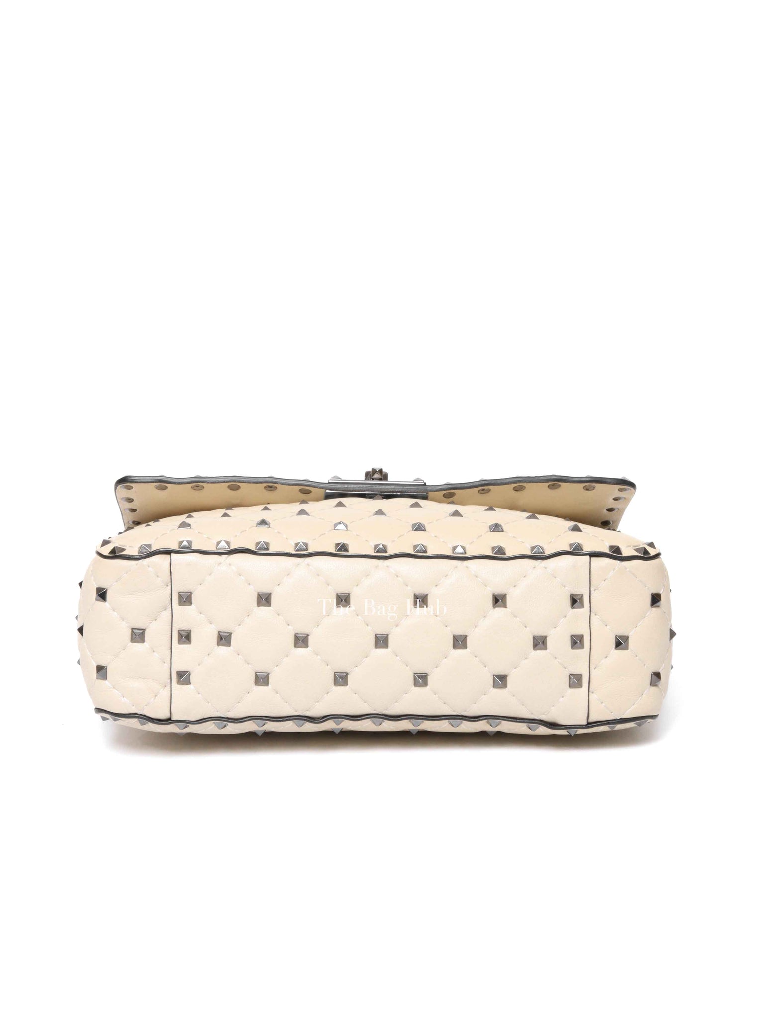 Valentino Light Ivory Lambskin Leather Medium Rockstud Spike Shoulder Bag