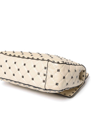 Valentino Light Ivory Lambskin Leather Medium Rockstud Spike Shoulder Bag