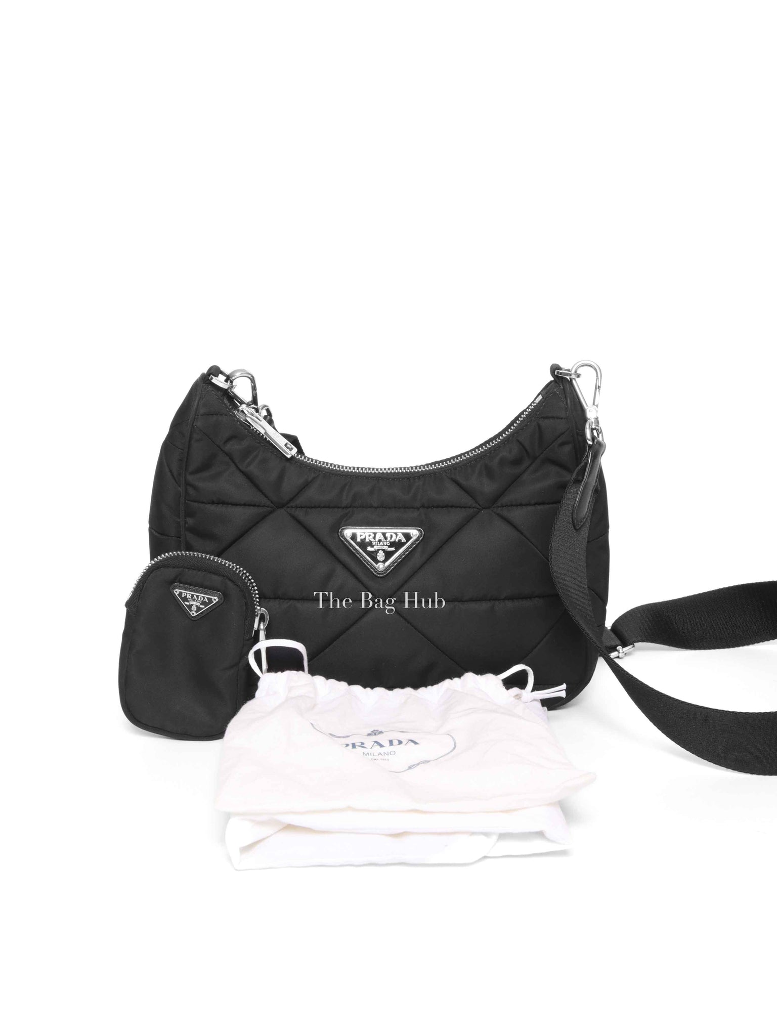 Prada Black Padded Re-Nylon Shoulder Bag