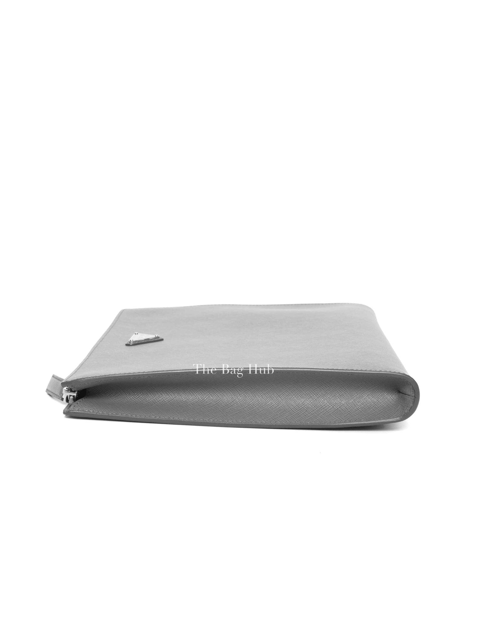 Prada Grey Saffiano Leather Porta Document Briefcase Bag