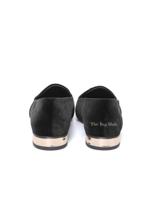 Chanel Black Velvet CC Coco Mark Opera Loafers Size 36 C