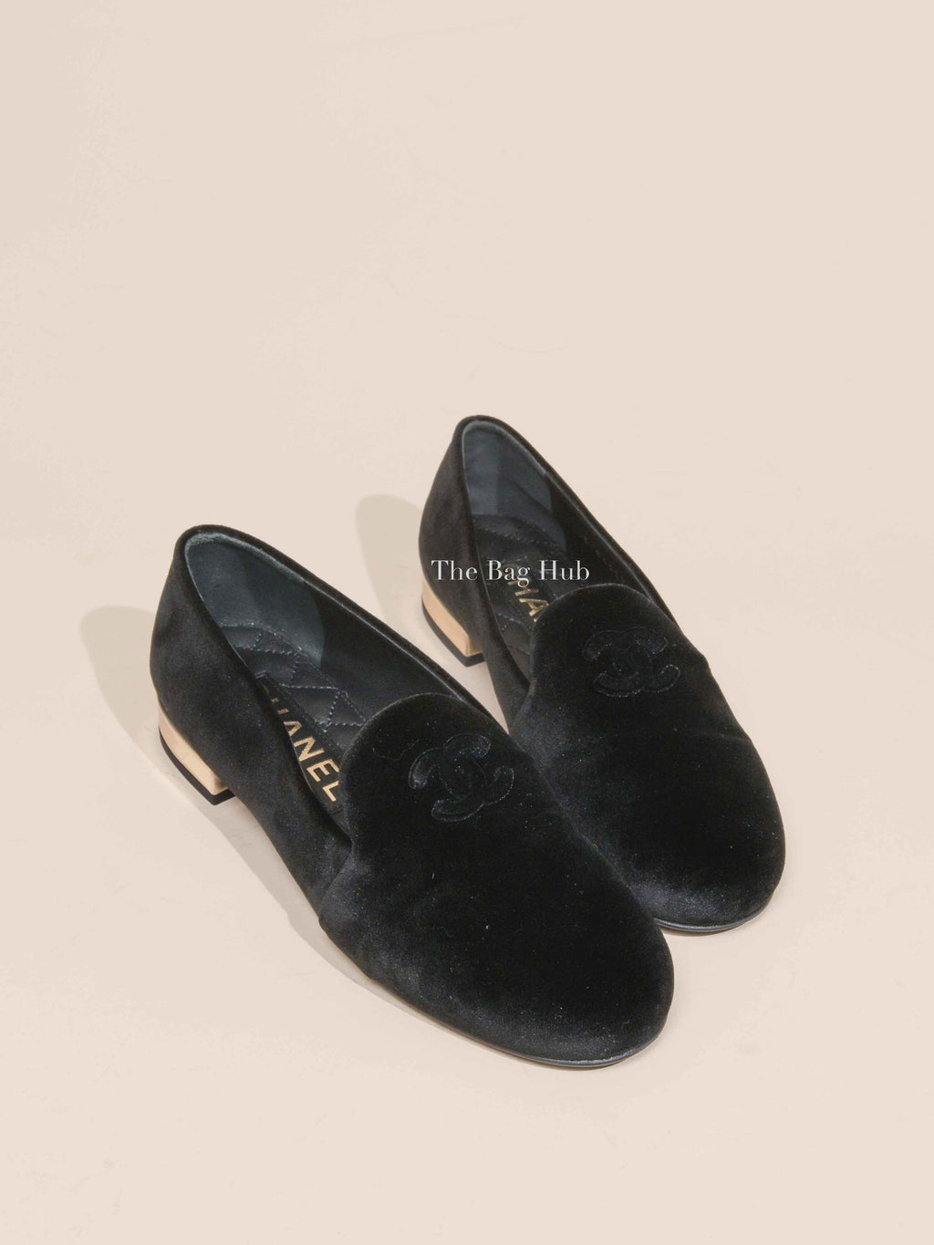 Chanel Black Velvet CC Coco Mark Opera Loafers Size 36 C