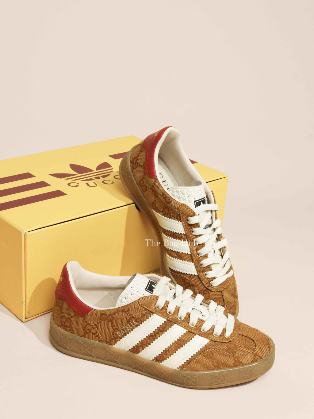 Gucci x Adidas Brown GG Monogram Gazelle Women Sneakers Size 4