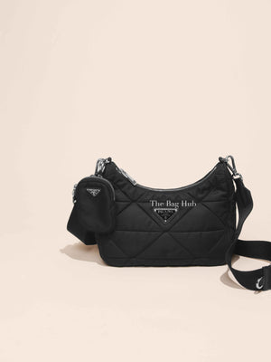 Prada Black Padded Re-Nylon Shoulder Bag