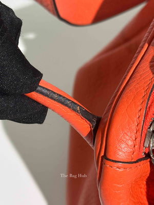 Hermes Orange Clemence Leather Lindy 30 Bag PHW