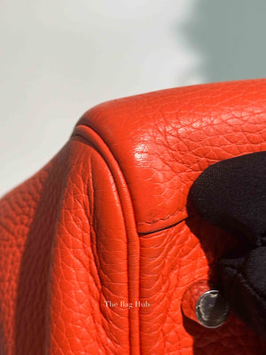 Hermes Orange Clemence Leather Lindy 30 Bag PHW