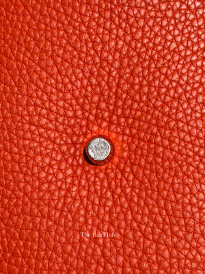 Hermes Orange Clemence Leather Lindy 30 Bag PHW