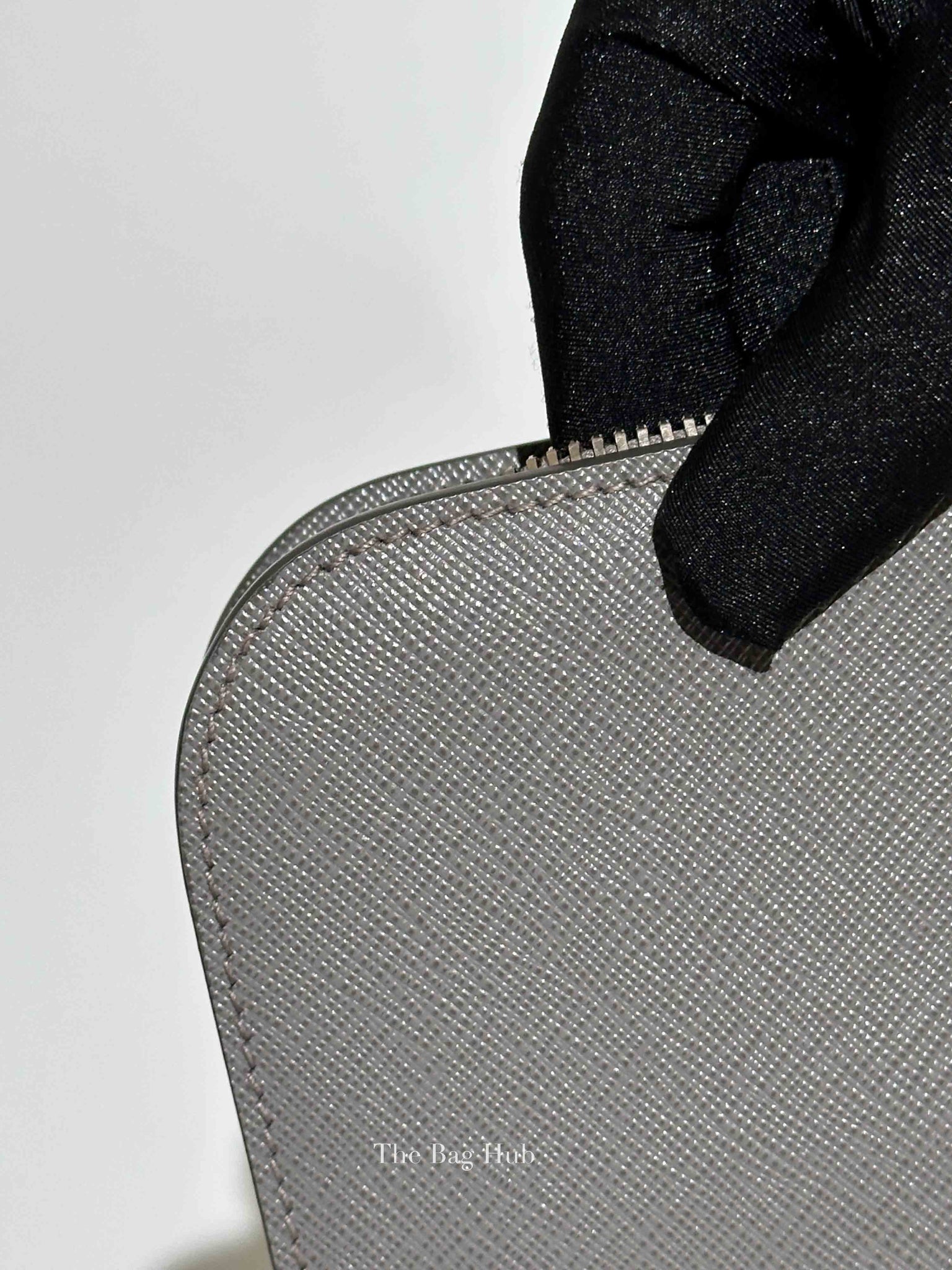 Prada Grey Saffiano Leather Porta Document Briefcase Bag