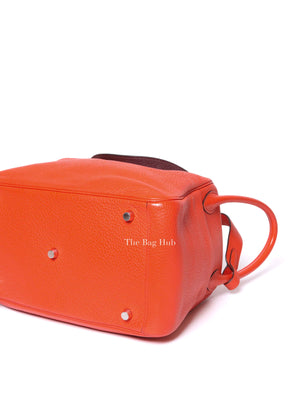 Hermes Orange Clemence Leather Lindy 30 Bag PHW