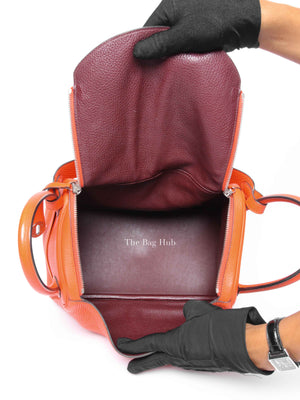 Hermes Orange Clemence Leather Lindy 30 Bag PHW