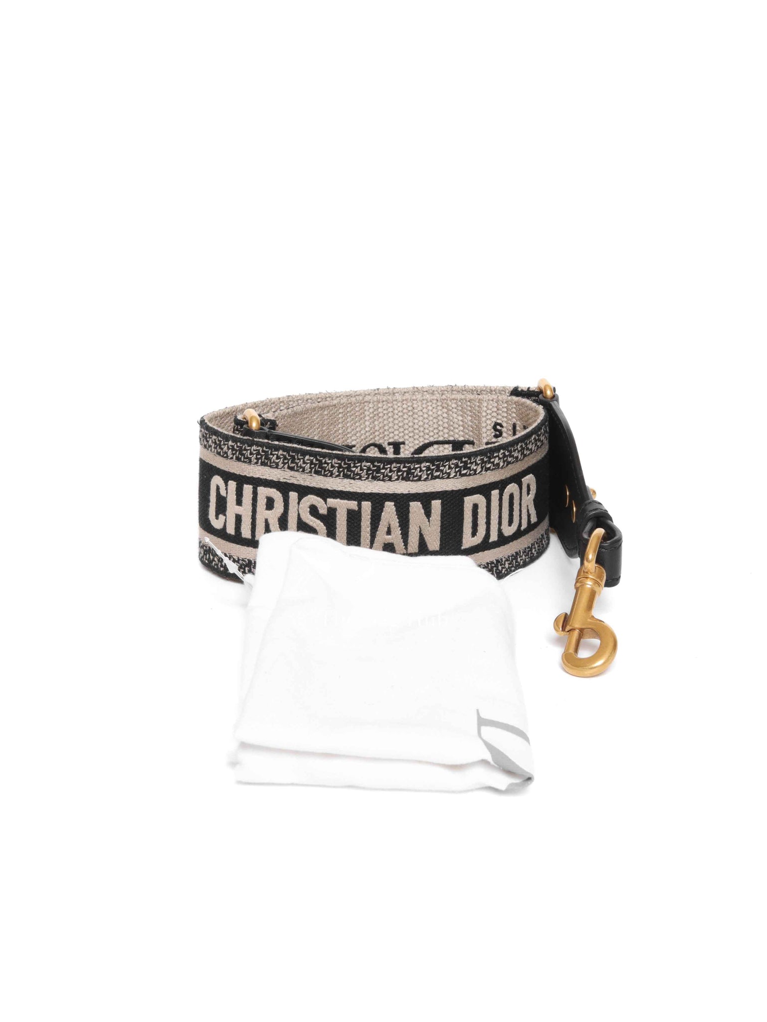 Dior Black Canvas Embroidered Shoulder Strap