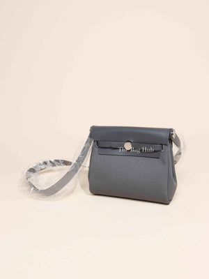 Hermes Ardoise Military Toile/Vache Hunter Leather Herbag Zip 20 PHW