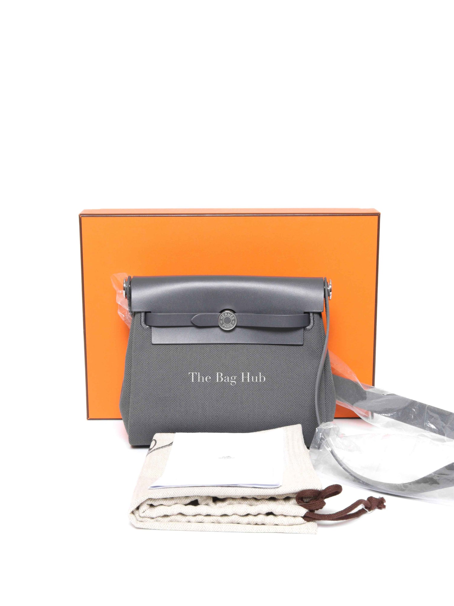 Hermes Ardoise Military Toile/Vache Hunter Leather Herbag Zip 20 PHW