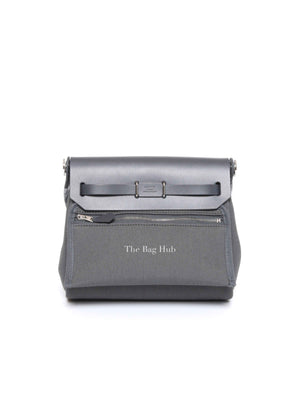 Hermes Ardoise Military Toile/Vache Hunter Leather Herbag Zip 20 PHW