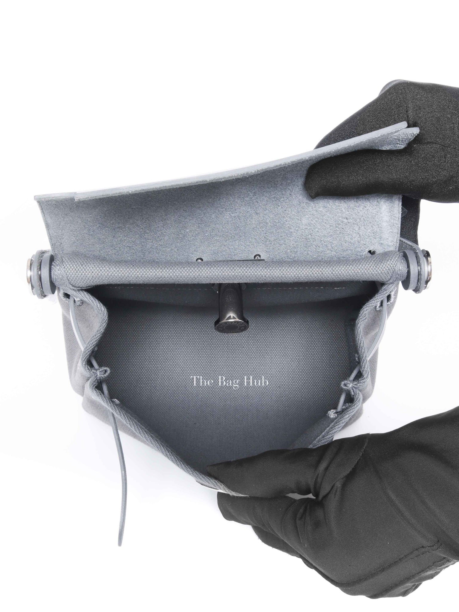 Hermes Ardoise Military Toile/Vache Hunter Leather Herbag Zip 20 PHW