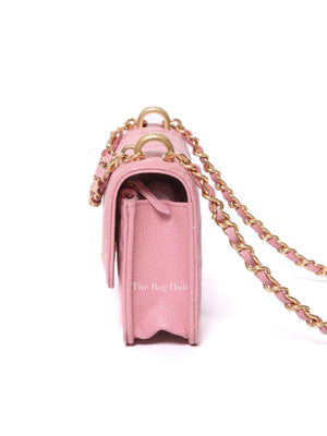 Chanel Light Pink Caviar Quilted Flap Phone Holder With Chain