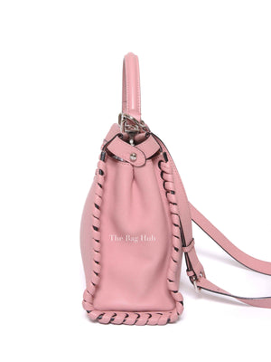 Fendi Pink Leather Whipstitched Peekaboo Medium Top Handle Bag
