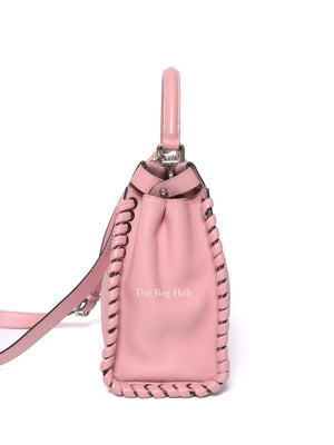Fendi Pink Leather Whipstitched Peekaboo Medium Top Handle Bag