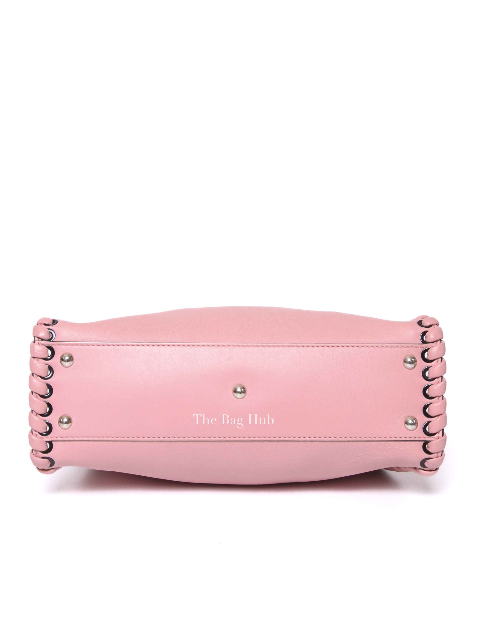 Fendi Pink Leather Whipstitched Peekaboo Medium Top Handle Bag