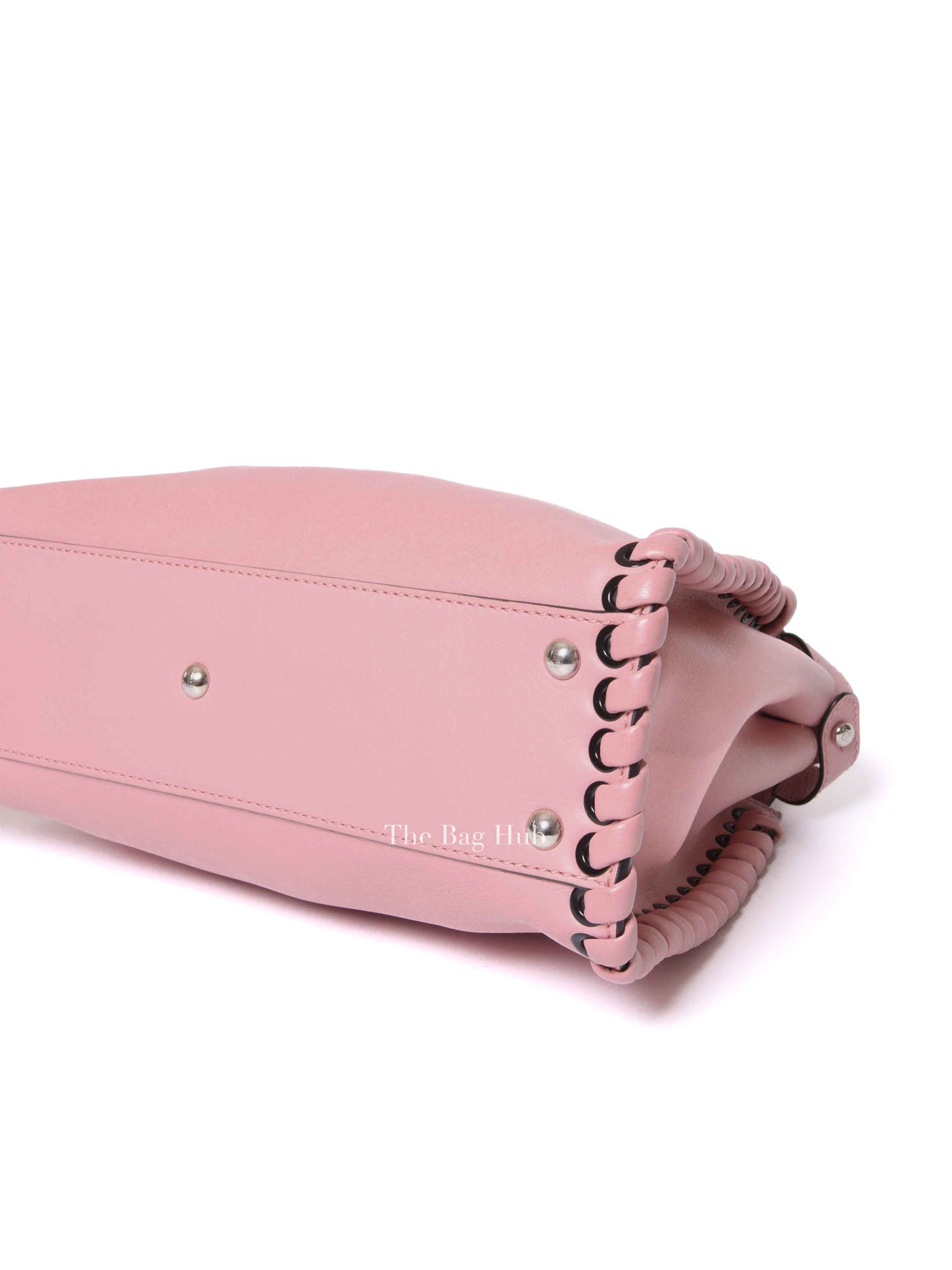 Fendi Pink Leather Whipstitched Peekaboo Medium Top Handle Bag