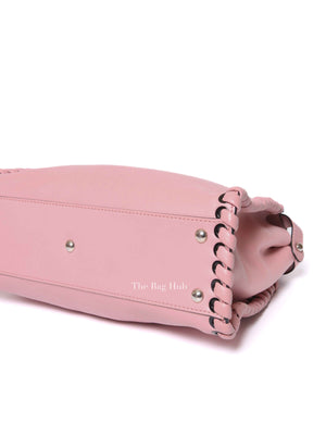 Fendi Pink Leather Whipstitched Peekaboo Medium Top Handle Bag