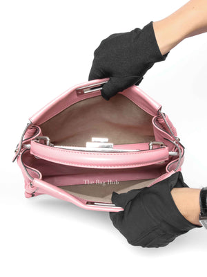Fendi Pink Leather Whipstitched Peekaboo Medium Top Handle Bag