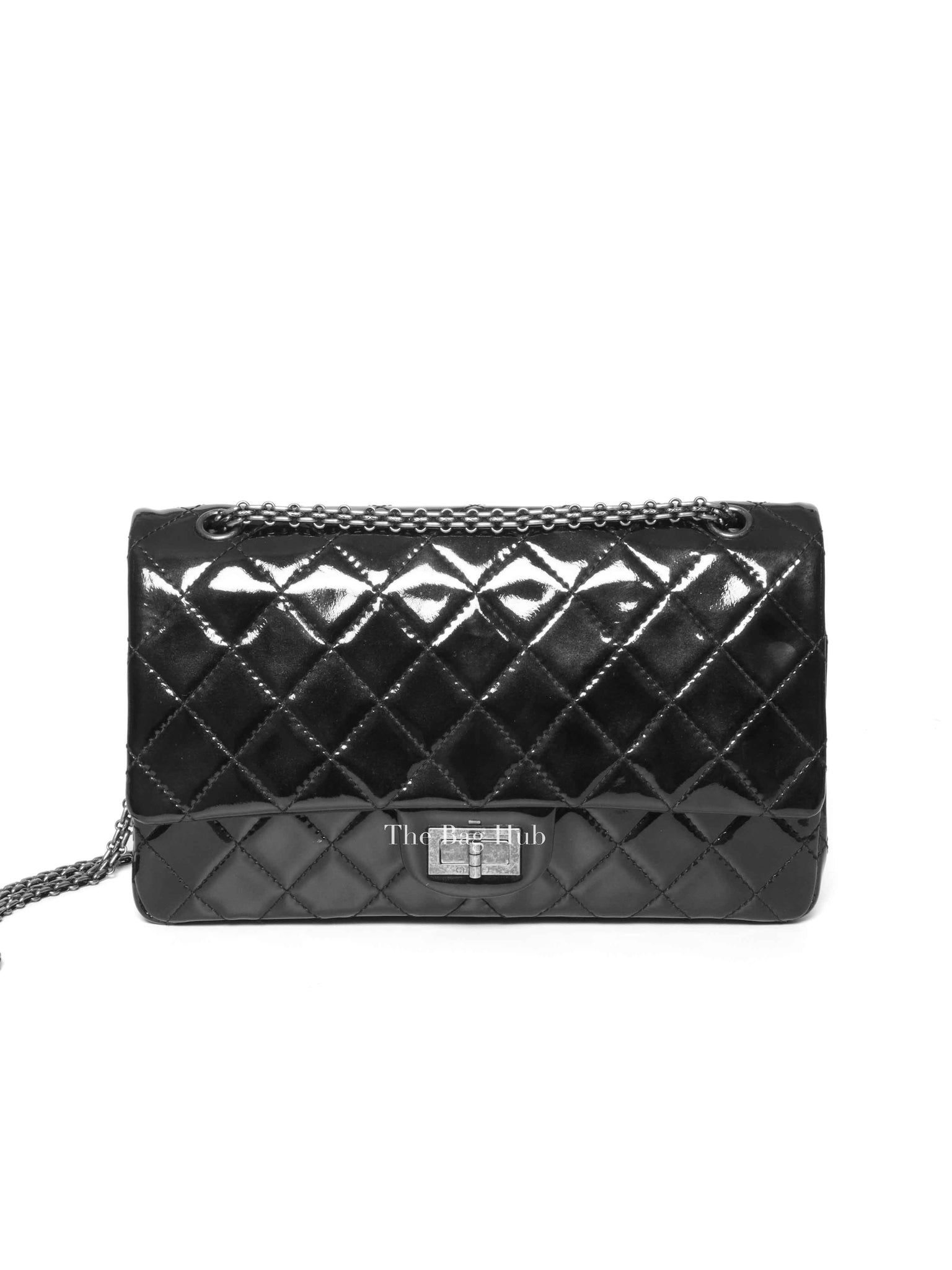 Chanel Dark Green Quilted Patent Leather 2.55 Reissue Classic 227 Jumbo Flap Bag